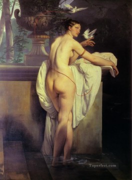 Desnudo Painting - Venus jugando con dos palomas 1830 desnudo femenino Francesco Hayez